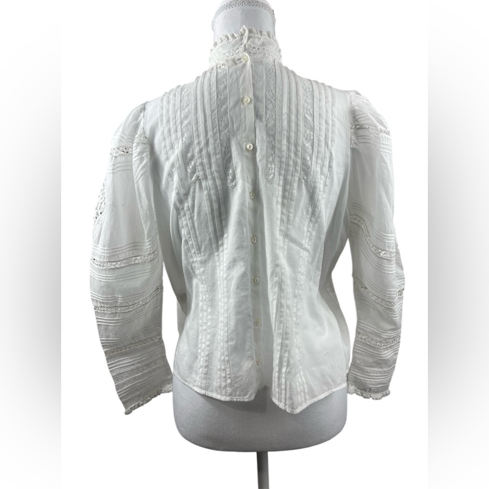 Doen Amaya crochet pintucked organic cotton-voile blouse Victorian Cottagecore - Picture 13 of 16